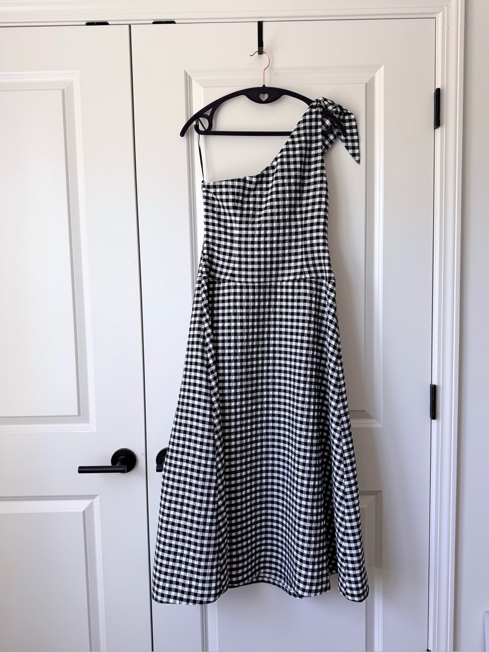 NWT Anthro Gingham One-Shoulder Midi Dress XS - Picture 8 of 15